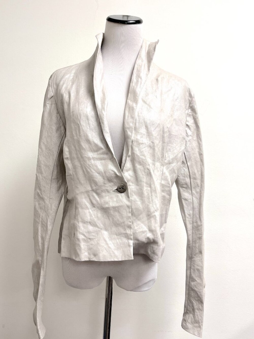 Stina Sayre linen  jacket L silver  metallic